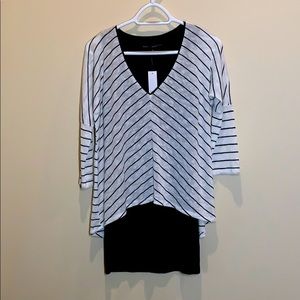 WHBM sea grass stripe tunic